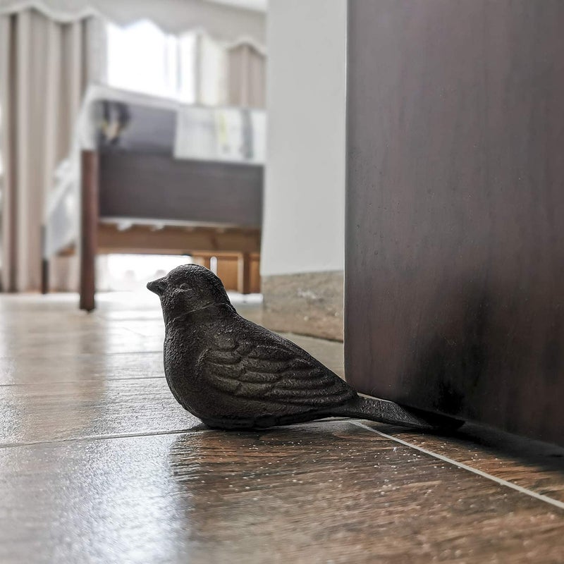 Livfodrm Door Stoppers Floor Decorative Door Stop  Antique Cast Iron Door Stops  Cute Bird Door Stopper Wedge Heavy Duty Doorstop to Keep Door Open  Rustic Dark Brown - Image 5